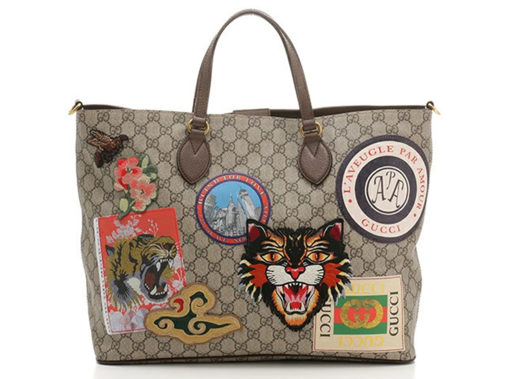 Gucci bag shoulder Courier Soft GG Supreme tote Beige Cream calfskin